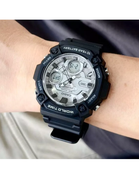 Casio AEQ-120W-7A 53.3 × 52.2 × 16.8 mm 100m WR Hora Mundial 10 años batería 3 alarmas