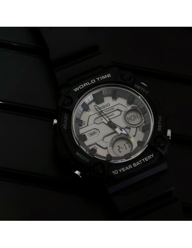 Casio AEQ-120W-7A 53.3 × 52.2 × 16.8 mm 100m WR Hora Mundial 10 años batería 3 alarmas
