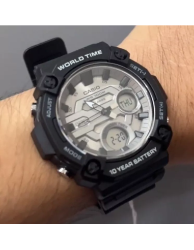 Casio AEQ-120W-7A 53.3 × 52.2 × 16.8 mm 100m WR Hora Mundial 10 años batería 3 alarmas