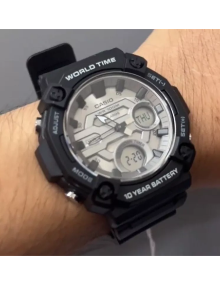 Casio AEQ-120W-7A 53.3 × 52.2 × 16.8 mm 100m WR Hora Mundial 10 años batería 3 alarmas