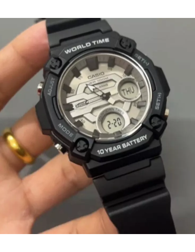 Casio AEQ-120W-7A 53.3 × 52.2 × 16.8 mm 100m WR Hora Mundial 10 años batería 3 alarmas