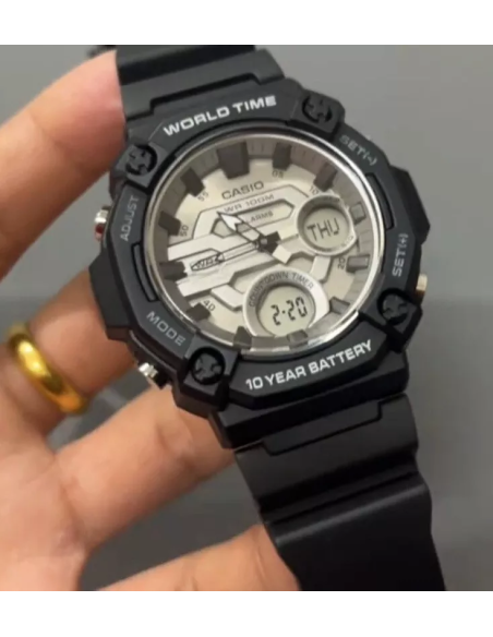 Casio AEQ-120W-7A 53.3 × 52.2 × 16.8 mm 100m WR Hora Mundial 10 años batería 3 alarmas
