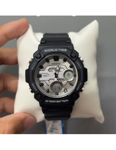Casio AEQ-120W-7A 53.3 × 52.2 × 16.8 mm 100m WR Hora Mundial 10 años batería 3 alarmas