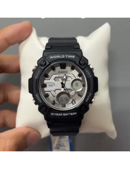 Casio AEQ-120W-7A 53.3 × 52.2 × 16.8 mm 100m WR Hora Mundial 10 años batería 3 alarmas