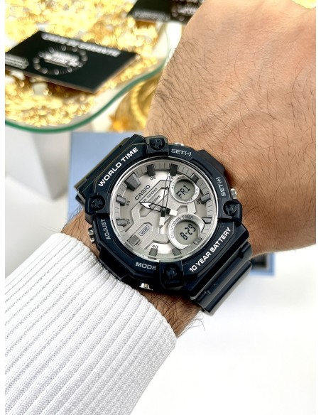 Casio AEQ-120W-7A 53.3 × 52.2 × 16.8 mm 100m WR Hora Mundial 10 años batería 3 alarmas