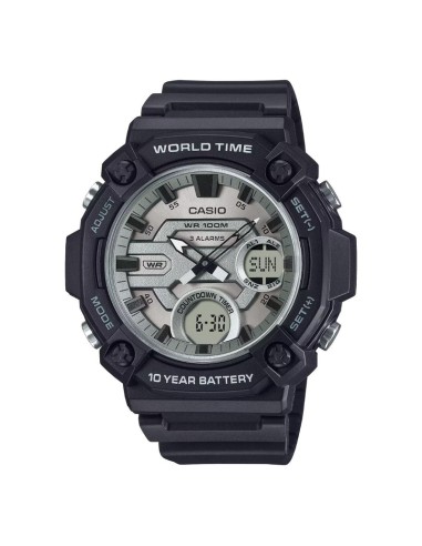 Casio AEQ-120W-7A 53.3 × 52.2 × 16.8 mm 100m WR Hora Mundial 10 años batería 3 alarmas