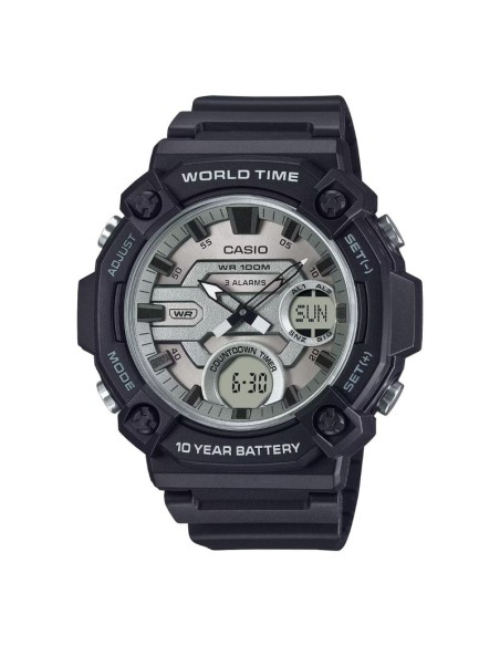 Casio AEQ-120W-7A 53.3 × 52.2 × 16.8 mm 100m WR Hora Mundial 10 años batería 3 alarmas