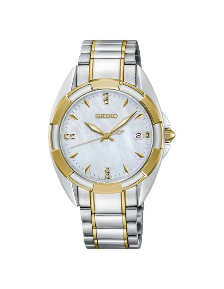 Seiko Ladies SKK886 | Two-Tone Diamond & Mother of Pearl 33.6mm cristal de zafiro