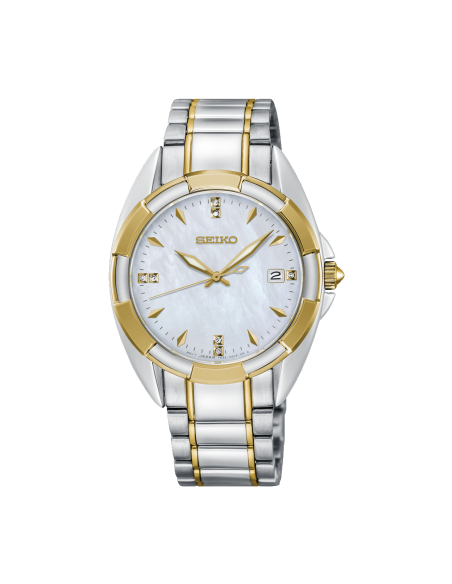 Seiko Ladies SKK886 | Two-Tone Diamond & Mother of Pearl 33.6mm cristal de zafiro