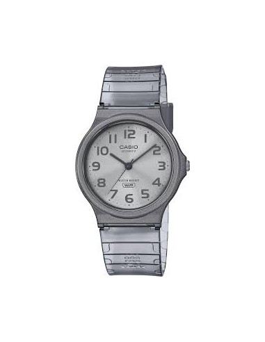 Reloj unisex clásico vintage Casio MQ-24S-8B correa translúcida