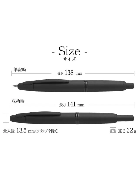 Pilot Capless "Matte Black" (FC-18SR-BM-M) Plumín de Oro Medium Nib JDM