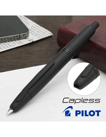 Pilot Capless "Matte Black" (FC-18SR-BM-M) Plumín de Oro Medium Nib JDM