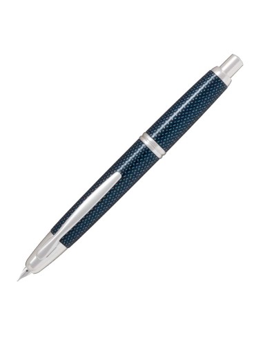Pilot Capless (Vanishing Point) - FCN-2MR-KL-M Azul Kasuri (Blue Carbonesque) - Plumín Oro 18K