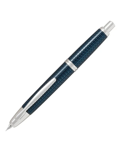 Pilot Capless (Vanishing Point) - FCN-2MR-KL-M Azul Kasuri (Blue Carbonesque) - Plumín Oro 18K