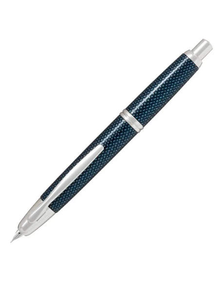 Pilot Capless (Vanishing Point) - FCN-2MR-KL-M Azul Kasuri (Blue Carbonesque) - Plumín Oro 18K