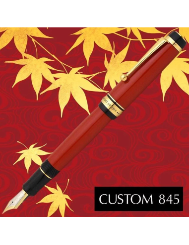 Pilot Custom 845 Urushi  FKV-5MR-R-M JDM - Vermilion (Rojo Bermellón) - Ebonita y Oro 18K