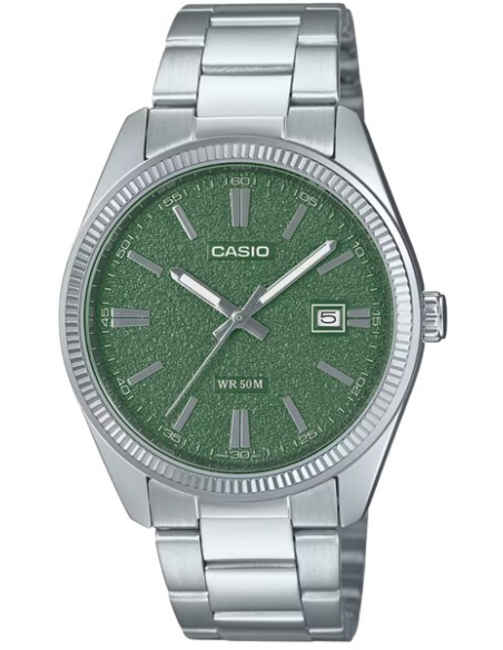Reloj hombre analogico MTP-1302DA-3AV correa acero inoxidable dial verde