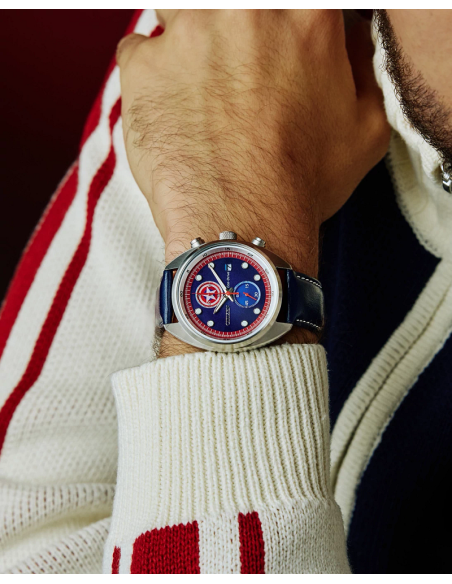 solar hombre Citizen CA7046-46W Eco‑Drive Chronograph “Captain America 85th Anniversary” 41 mm