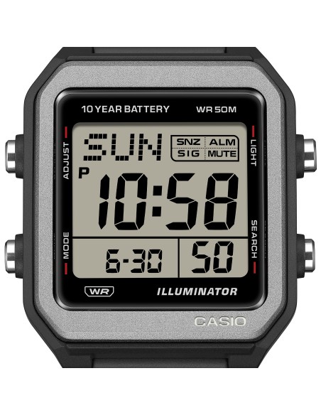 unisex digital Casio W-221H-1AJF JDM 38.4mm Hora Mundial batería 10 años 50m WR JDM