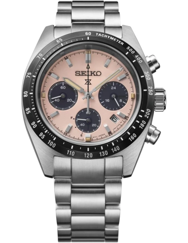 solar cronógrafo Seiko Prospex Speedtimer Solar Salmon Panda SBDL127 / SSC963 JDM   –  , Zafiro y Acero