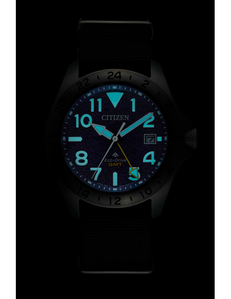 solar hombre Citizen Promaster Land GMT BJ7150-09L 38,6mm zafiro
