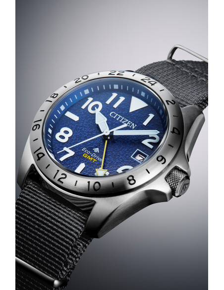 solar hombre Citizen Promaster Land GMT BJ7150-09L 38,6mm zafiro