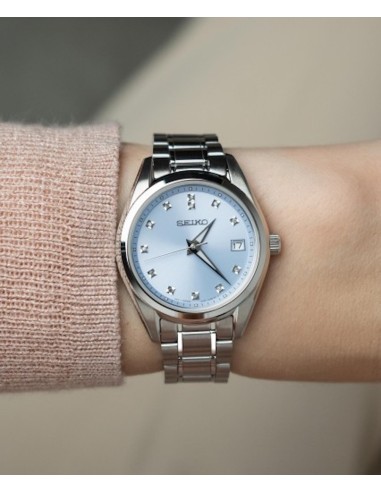 reloj mujer Seiko Diamonds SUR581P1 32mm cristal de zafiro 100m WR correa de acero