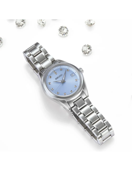 reloj mujer Seiko Diamonds SUR581P1 32mm cristal de zafiro 100m WR correa de acero