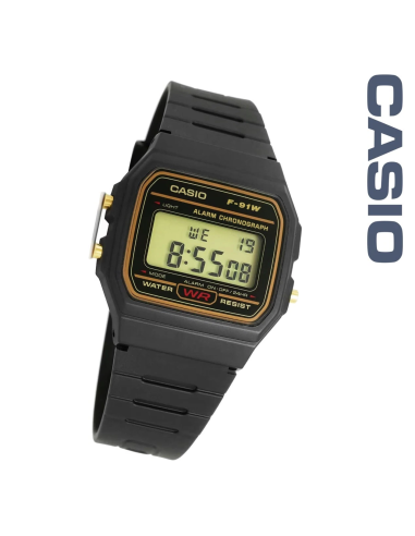 digital unisex retro Casio F-91WG-9QJH "Black & Gold" Edition JDM