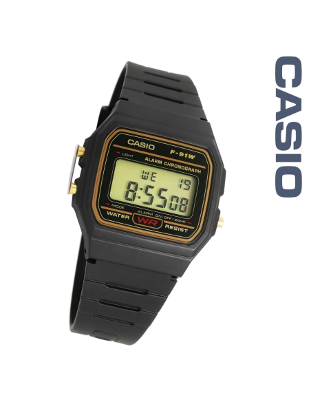digital unisex retro Casio F-91WG-9QJH "Black & Gold" Edition JDM