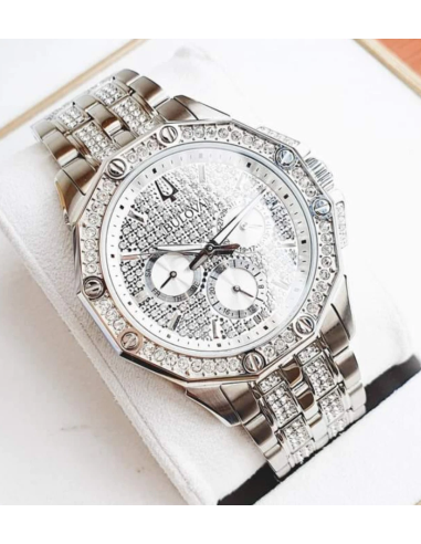 reloj hombre Bulova Swarovski Crystal 96C134 42mm correa de acero 30m WR