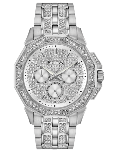 reloj hombre Bulova Swarovski Crystal 96C134 42mm correa de acero 30m WR