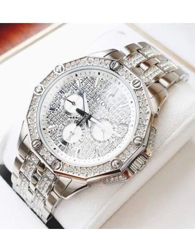 reloj hombre Bulova Swarovski Crystal 96C134 42mm correa de acero 30m WR