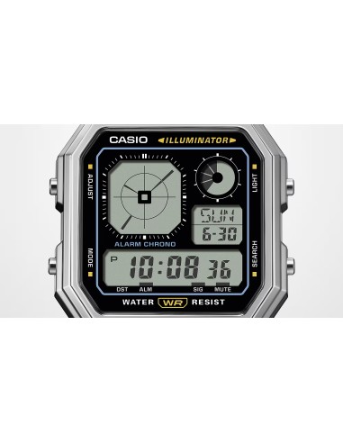 reloj unisex Casio Retro Future A130WE-1A   40.5 × 33.9 × 9 mm  Hora Mundial Pantalla LCD con reloj analógico