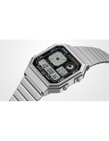 reloj unisex Casio Retro Future A130WE-1A   40.5 × 33.9 × 9 mm  Hora Mundial Pantalla LCD con reloj analógico