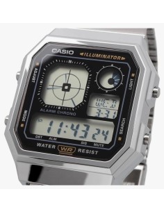 reloj unisex Casio Retro Future A130WE-1A   40.5 × 33.9 × 9 mm  Hora Mundial Pantalla LCD con reloj analógico
