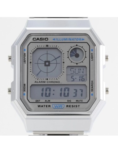 reloj unisex Casio Retro Future A130WE-7A   40.5 × 33.9 × 9 mm  Hora Mundial Pantalla LCD con reloj analógico