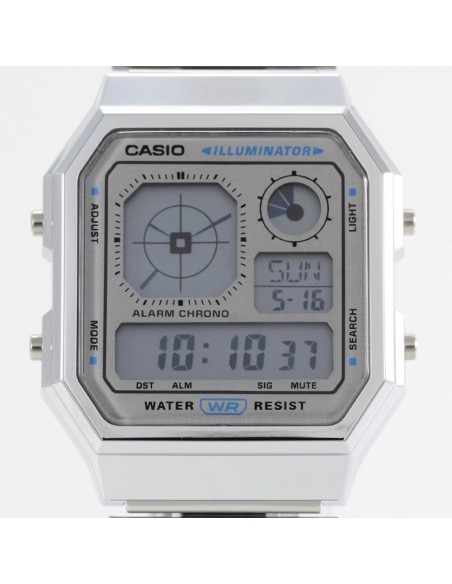reloj unisex Casio Retro Future A130WE-7A   40.5 × 33.9 × 9 mm  Hora Mundial Pantalla LCD con reloj analógico