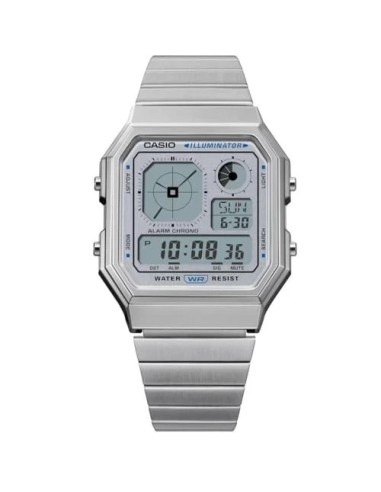 reloj unisex Casio Retro Future A130WE-7A   40.5 × 33.9 × 9 mm  Hora Mundial Pantalla LCD con reloj analógico