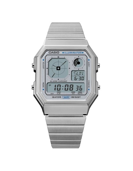 reloj unisex Casio Retro Future A130WE-7A   40.5 × 33.9 × 9 mm  Hora Mundial Pantalla LCD con reloj analógico