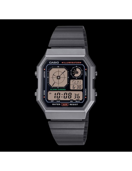 unisex Casio Retro Future A130WEGG-1A Baño de Iones   40.5 × 33.9 × 9 mm