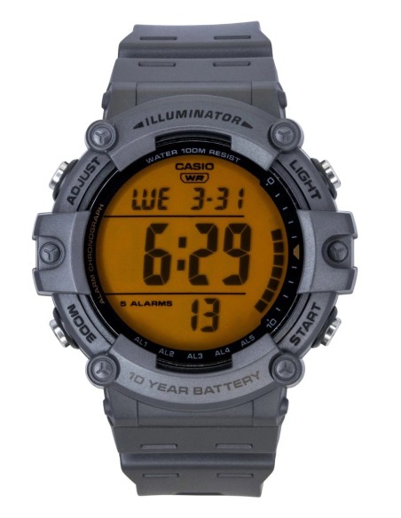 Casio Sports AE-1500WHC-8AV  54.4 × 51.3 × 15.8 mm 100m WR 5 alarmas 10 años