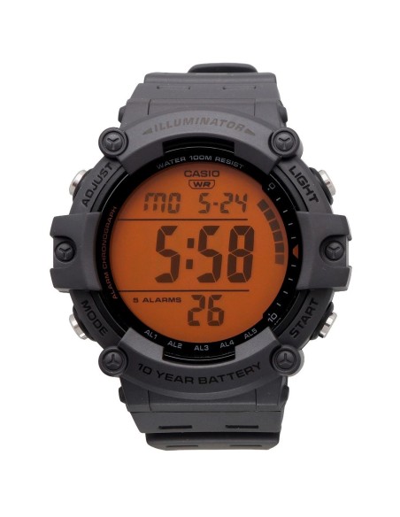 Casio Sports AE-1500WHC-8AV  54.4 × 51.3 × 15.8 mm 100m WR 5 alarmas 10 años