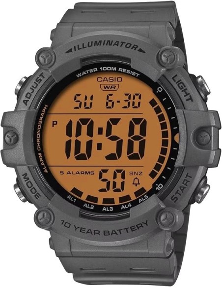 Casio Sports AE-1500WHC-8AV  54.4 × 51.3 × 15.8 mm 100m WR 5 alarmas 10 años