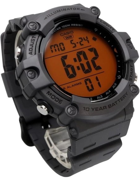 Casio Sports AE-1500WHC-8AV  54.4 × 51.3 × 15.8 mm 100m WR 5 alarmas 10 años