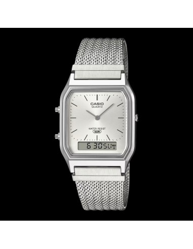 reloj digital analógico Casio Edgy AQ-230EM-7A  38.8 × 29.8 × 8.1 correa de acero de malla autoajustable