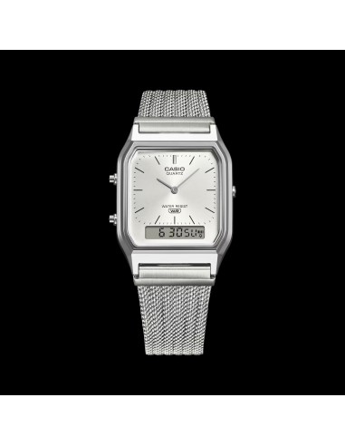 reloj digital analógico Casio Edgy AQ-230EM-7A  38.8 × 29.8 × 8.1 correa de acero de malla autoajustable
