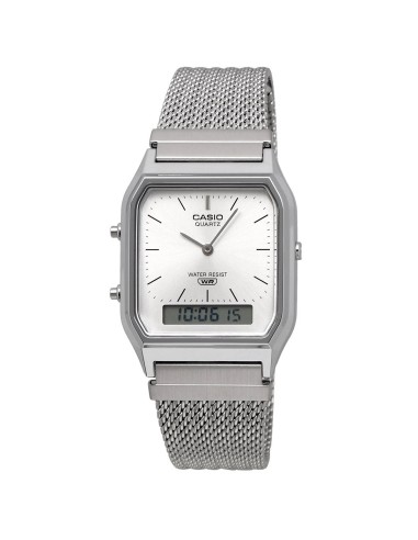 reloj digital analógico Casio Edgy AQ-230EM-7A  38.8 × 29.8 × 8.1 correa de acero de malla autoajustable