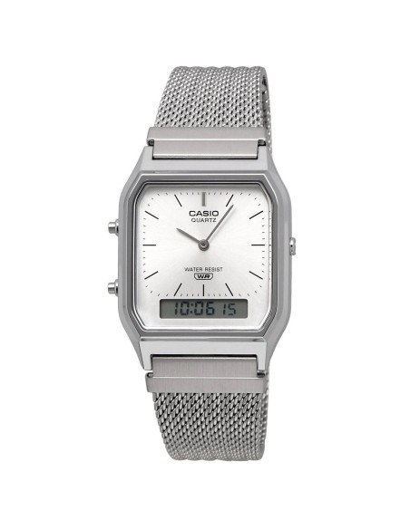 reloj digital analógico Casio Edgy AQ-230EM-7A  38.8 × 29.8 × 8.1 correa de acero de malla autoajustable