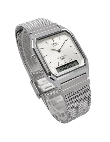 reloj digital analógico Casio Edgy AQ-230EM-7A  38.8 × 29.8 × 8.1 correa de acero de malla autoajustable